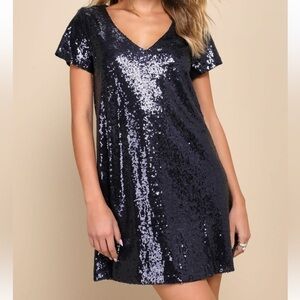 NWT Party City Lulus Glitter Sequin Shirt Cute Mini Dress
